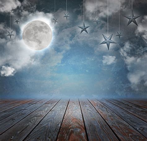 Night Moon And Star Backdrop For Children Photos Printed Etsy