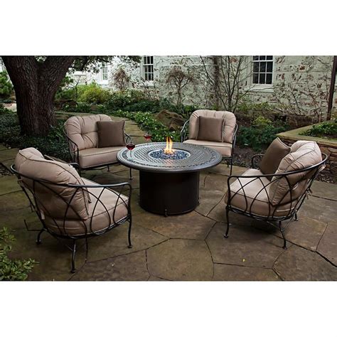 Tabletop w ice fire pit table black tempered glass tabletop w ice fire pit table black diamond which is right for you are driving so it is required. Medina 5-piece Fire Chat Set | Costco patio furniture ...