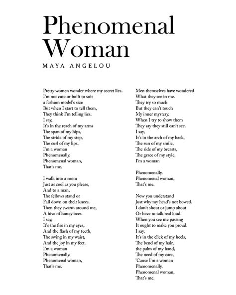 Phenomenal Woman Maya Angelou Poem Literature Typography 2 Beach