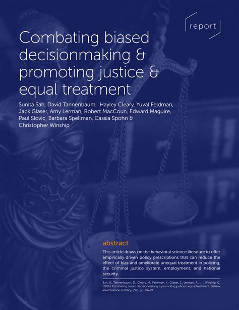 Combating Biased Decisionmaking Promoting Justice Equal Treatment