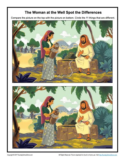 Free Printable Spot The Differences Bible Activities Sunday School Zone