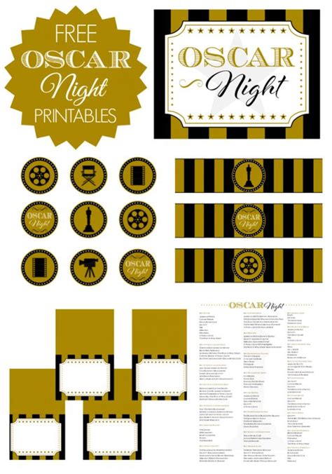 Free Oscar Night Party Printables Oscars Theme Party Party