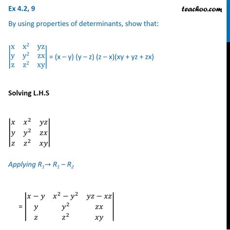 question 9 show that x x2 yz y y2 zx z z2 xy x y y z