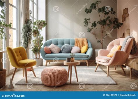 Interior Of Cozy Small Living Room In Modern Country House Or Apartment