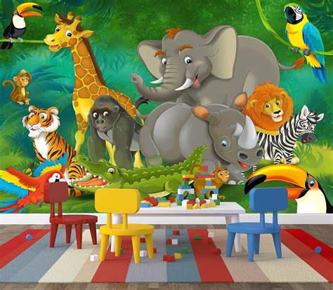 Kids Room Nursery Photo Wallpaper Jungle Animals Picture