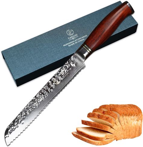 Yarenh Serrated Bread Knife 8 Inchjapanese Super 67 Layers Damascus