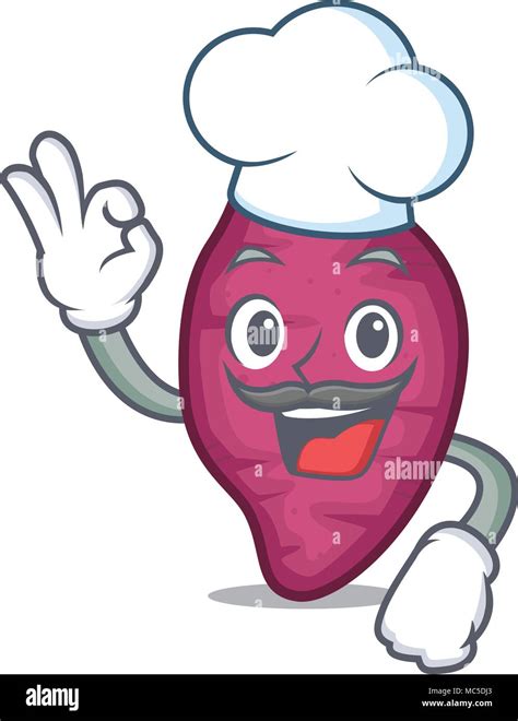 Chef Sweet Potato Character Cartoon Vector Illustration Stock Vector