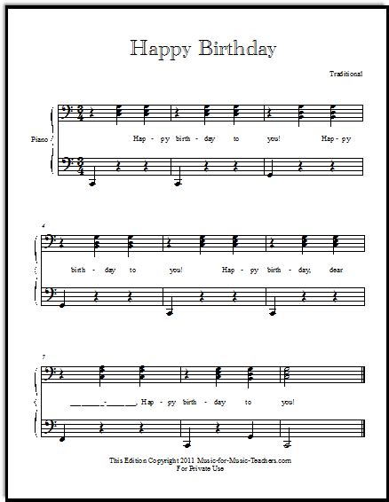 Variations on the familiar birthday song in very easy to easy settings for piano solo with an additional section of duets based on pieces from the collection to each his own birthday serenade. Happy Birthday Free Sheetmusic for All Instruments and Voice