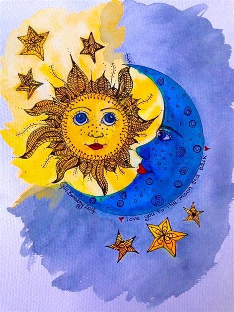 Sol Y Luna Moon Stars Art Celestial Art Sun Art