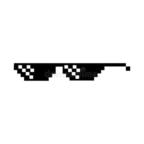 Pixel Art Glasses Black Glasses Of Thug Life Isolated On White Background Stock Vector