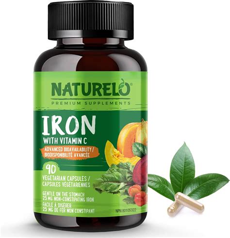 Naturelo Vegan Iron Supplement With Whole Food Vitamin C Best Natural