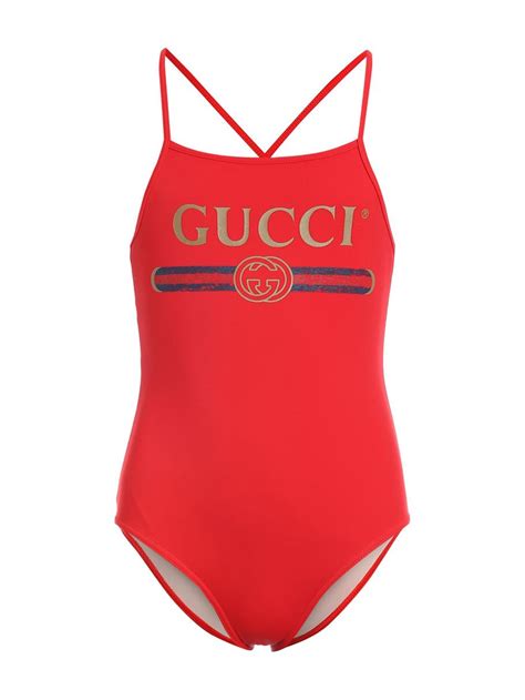 Gucci Kids Swimsuit For Girls In Red Modesens Gucci Kids Kid