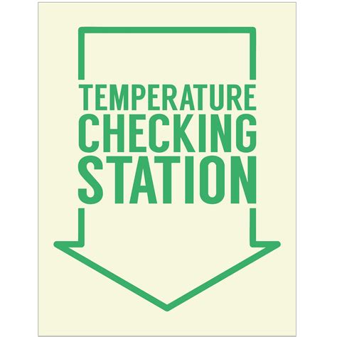 Temperature Checking Station Poster With Arrow Plum Grove