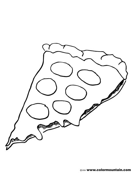 This pizza coloring page shows a slice of pizza with lots of toppings. Pepporoni Pizza Coloring Page - Create A Printout Or Activity