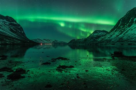Aurora Borealis In Arctic Norway Wilderness Culture