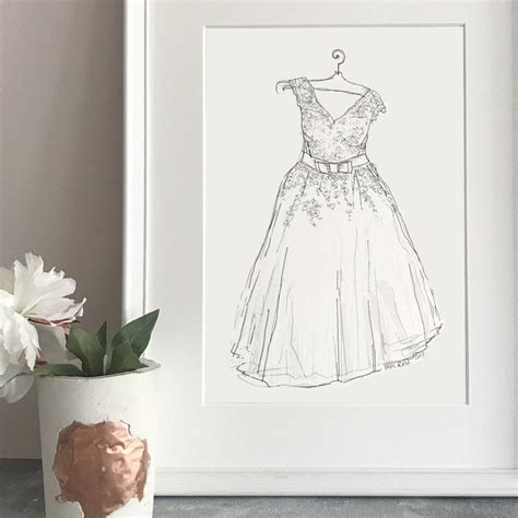Wedding Dress Hand Drawn Illustration By Homemade House 