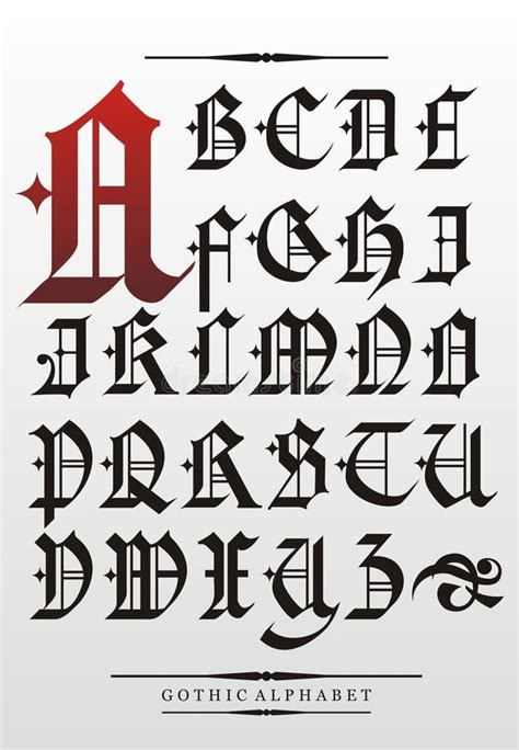 Schließen Sie Gotisches Alphabet Ab Vektor Abbildung Illustration Von