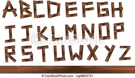 Vector Clip Art Of Wood Letters Wooden Texture Letters Isolated On