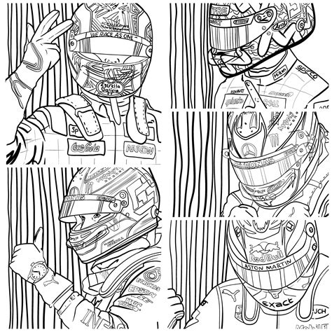 Formula 1 Drivers Colouring Pages Set Of 5 F1 Printables Etsy Uk