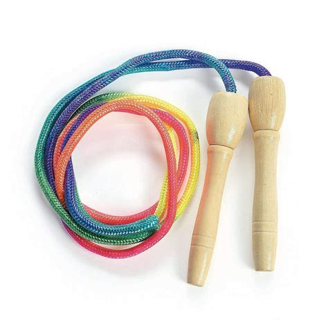 Colorful Rainbow Kids Jump Rope 2 Pack 7 Inch Non Slip Wooden Handles