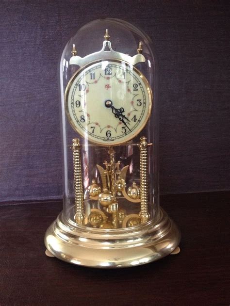 Elgin Anniversary Quartz Clock Brass Glass Dome Works Battery Operated Clock Quartz Clock