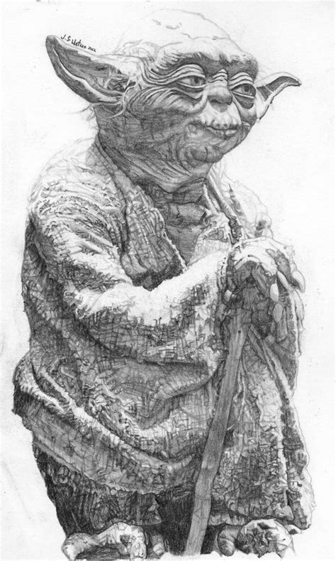 Original Pencil Drawing Of Master Jedi Yoda By Jamesdrawings 5000