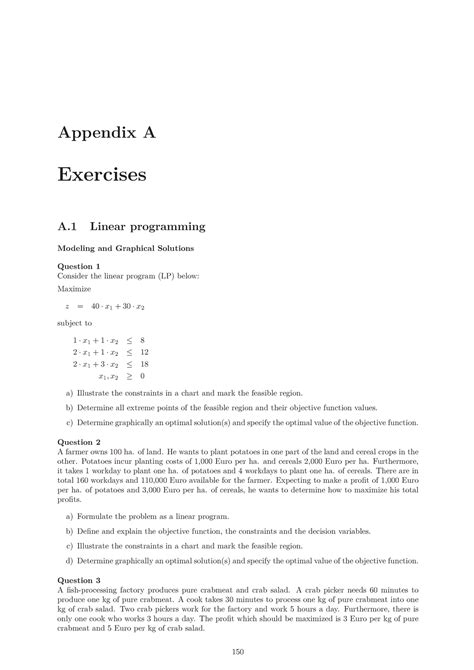 Exercise Appendix Compressed Appendix A Exercises A Linear