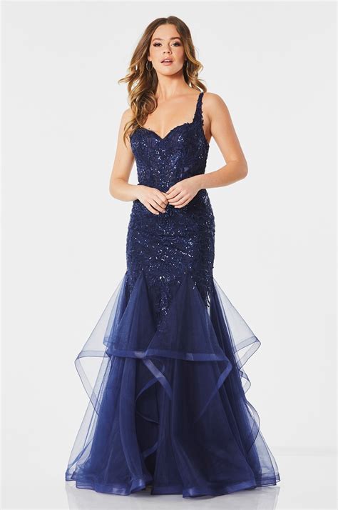 REDUCED Fishtail Lace Prom Dress With Scalloped Hem At Ball Gown Heaven