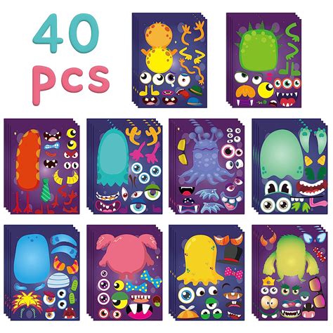 Buy Mallmall6 40pcs Monsters Make A Face Stickers Sheets Monster Make