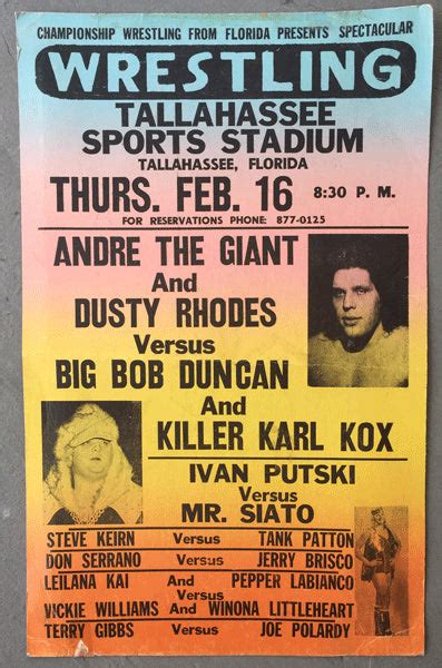 Andre The Giant And Dusty Rhodes Vs Big Bob Duncan And Killer Karl Kox Wr