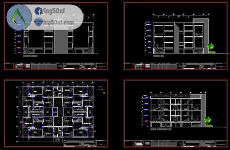 مخطط مشروع عمارة سكنية 3 طوابق مخططات كاملة اوتوكاد Dwg