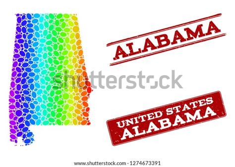 Spectrum Dotted Map Alabama State Red Stock Vector Royalty Free