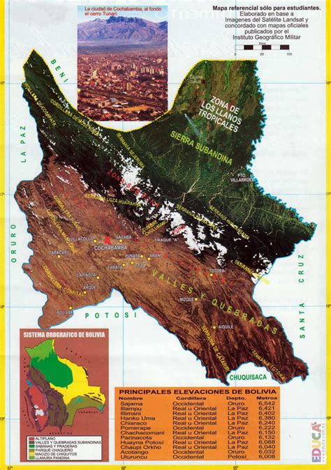 Mapa Orográfico De Cochabamba Departamento De Cochabamba Historia