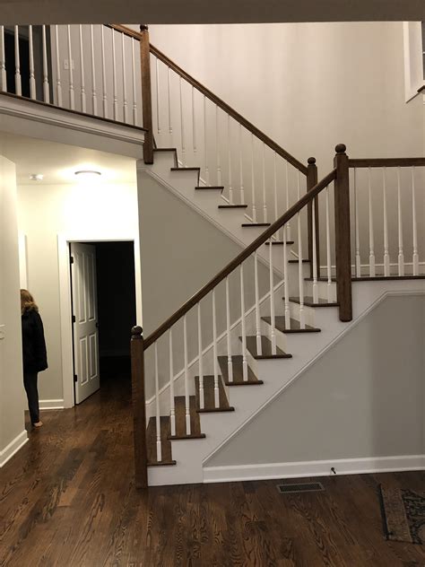 Switchback Staircase Provincial Stain On Red Oak Bm Moonshine Paint