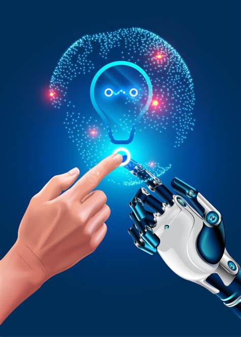 Human Hand Touches Robot Hand Illustration About Modern Innovation In
