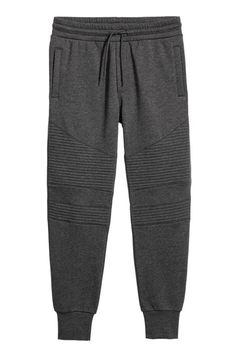 Dark Gray Melange Joggers In Sweatshirt Fabric With An Elasticized