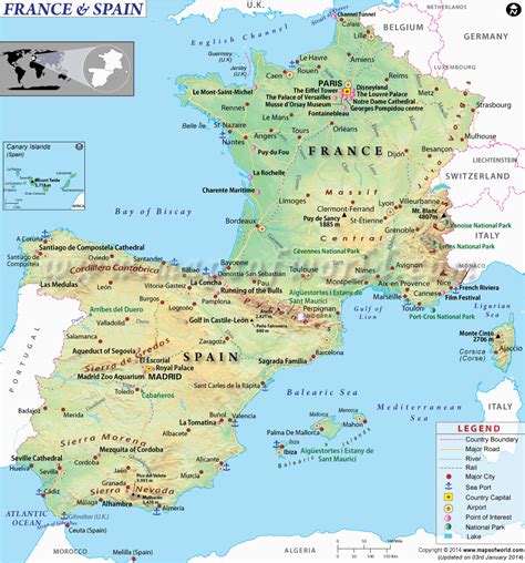 Map Of Spain And France With Cities