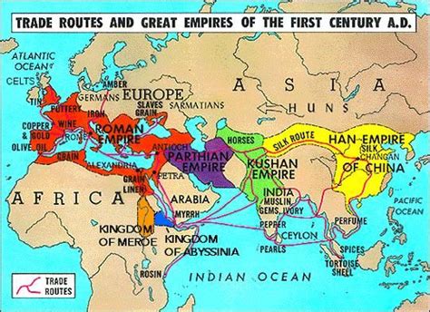 Traderoutes Of The 1st Century Ad Historical Maps World History History