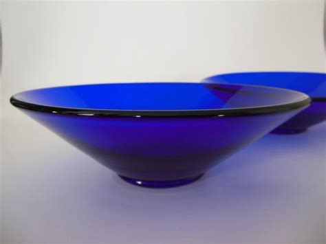 2 Cobalt Blue Bowls Circa 1980 Manufactured By Viking Glass Etsy Blue Bowl Viking Glass