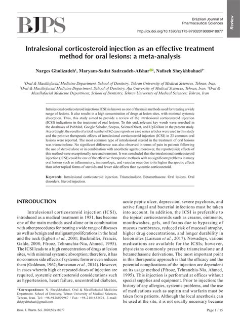 Pdf Intralesional Corticosteroid Injection As An Effective Treatment