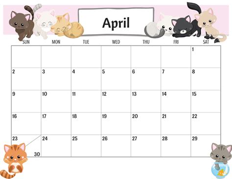 2023 Cute Cats Free Printable Monthly Calendar Printables And