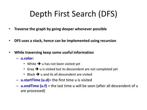 Ppt Graphs Part Ii Depth First Search Dfs Powerpoint Presentation