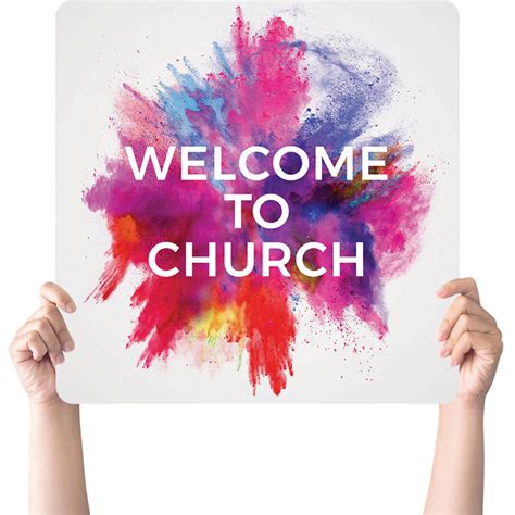Color Burst Welcome Church Handheld Sign Church Banners Outreach