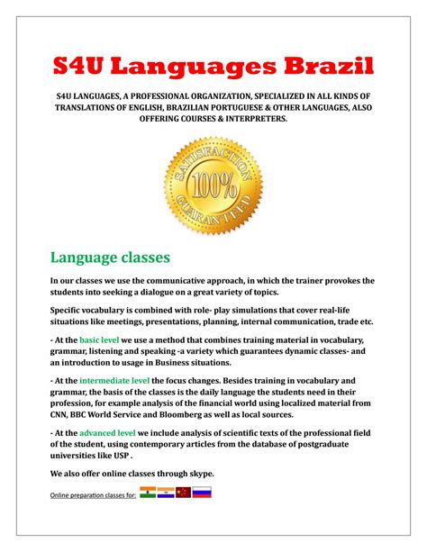 Brazilian Portuguese Translation By S4u Languages Issuu