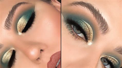 Green And Golden Smokey Cutcrease Eyeshadow Tutorial Gold Eye Makeup
