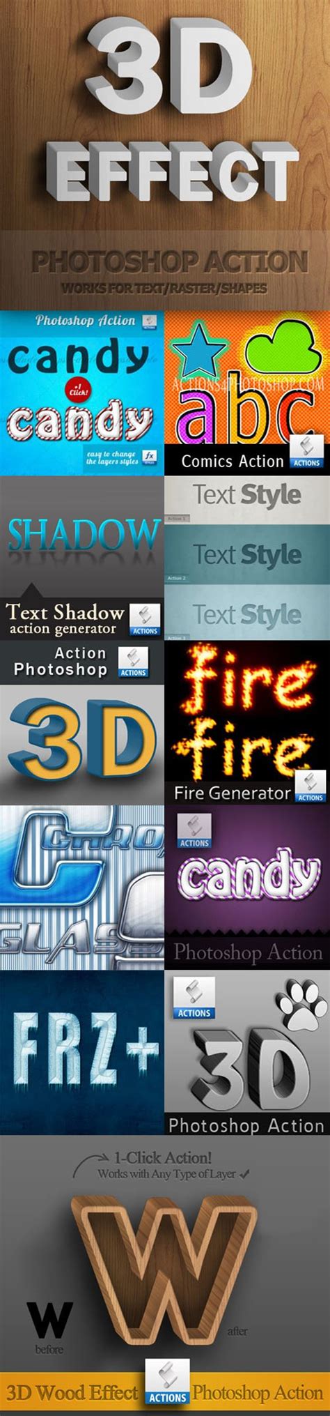 3d Text Photoshop Actions Collection Action For Photoshop