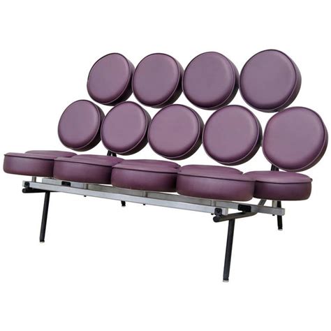 88 x 210 x 70 cm materials: Leather Marshmallow Sofa by George Nelson for Herman ...
