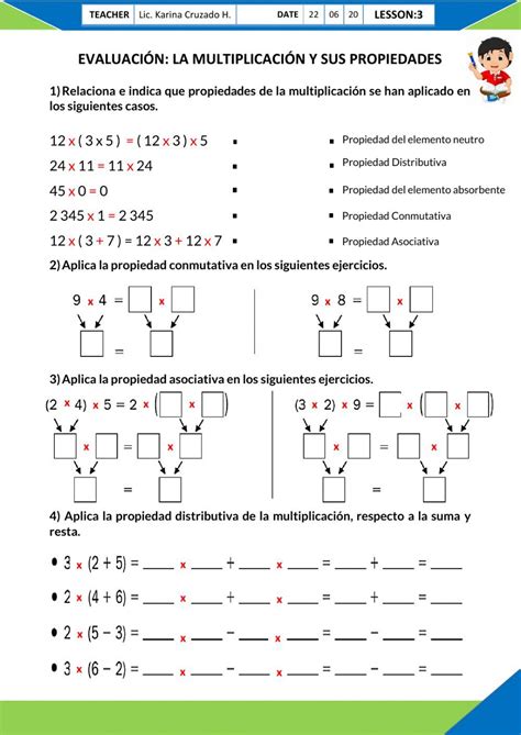 Ejercicio De Eval Propiedades De La Multiplicación Math Anchor Chart