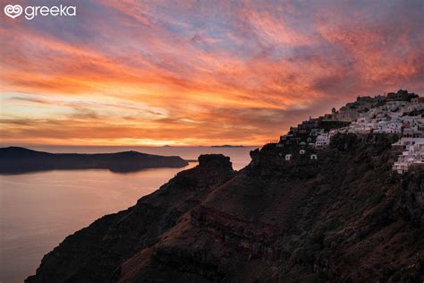 Sunset In Santorini Greece Greeka