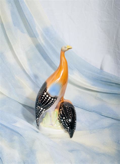 Vintage Figurine 70s Hand Painted Hollohaza Bird Porcelain Statuette